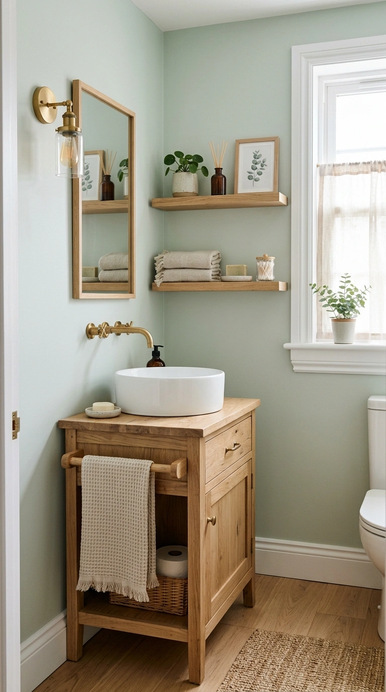 007 7 Pale Eucalyptus A small bathroom with pale eucal