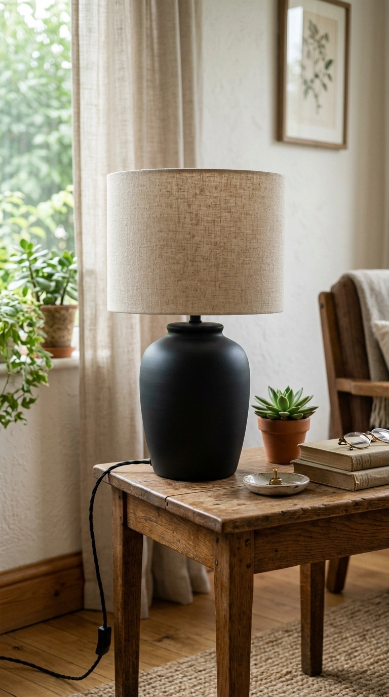 007 7 Spray Painted Lamp A matte black spray painted l