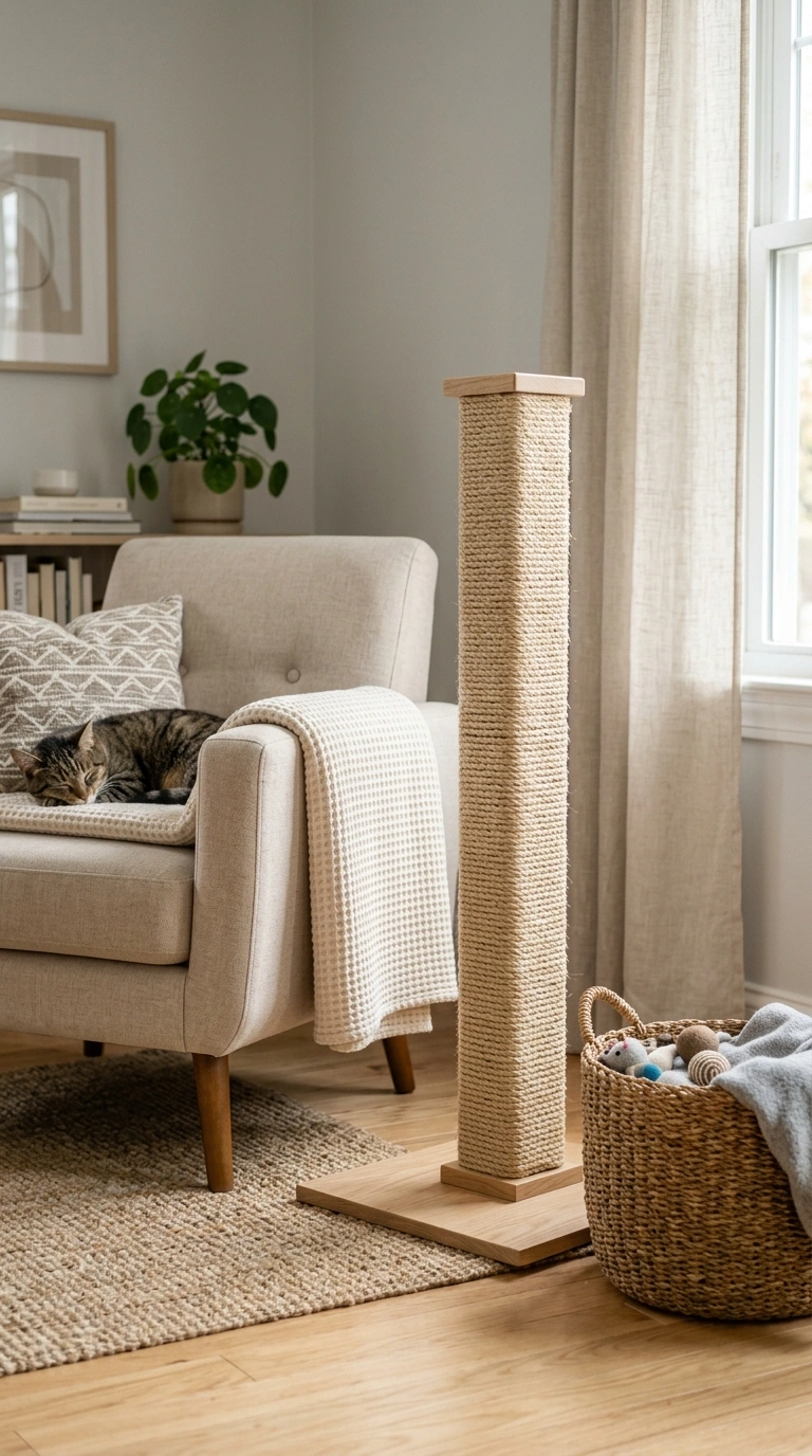 007 Scratching Post Styling A tall sisal rope scratchi