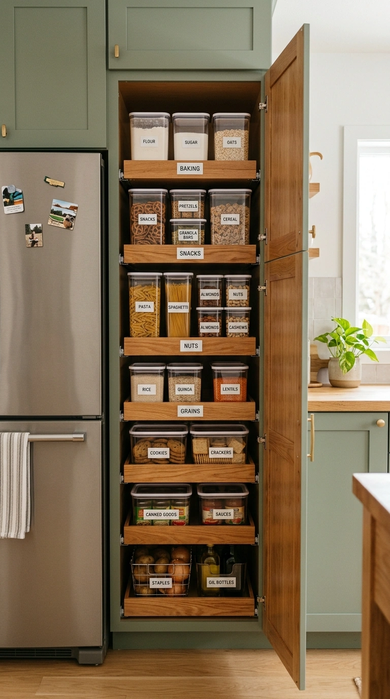 22 Creative Mini Kitchen Ideas for Small Spaces 8 007 Slim Pantry Cabinet A tall narrow pantry cabinet w