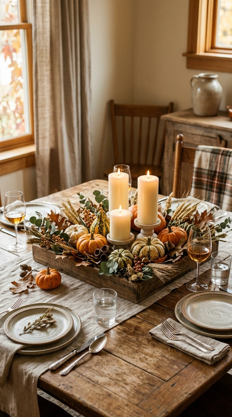 15+ Charming Fall Decor Ideas to Make Your Home Feel Cozy 9 008 8 Harvest Table Centerpiece A dining table with a