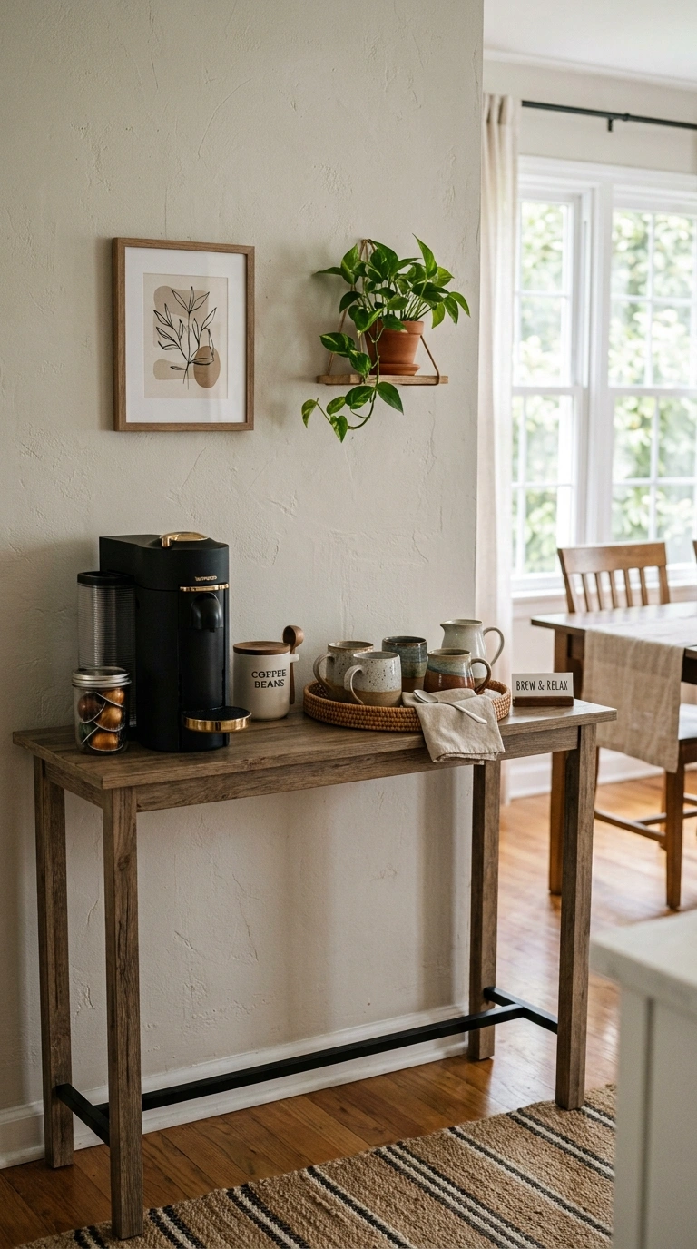 008 8 Narrow Console Bar A slim wood console table aga