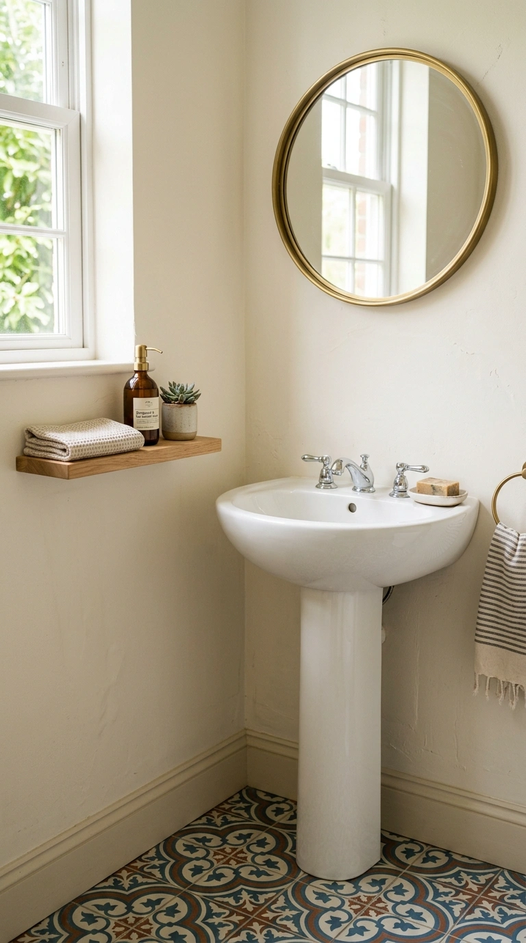 008 8 Pedestal Sink Corner A small powder room with a