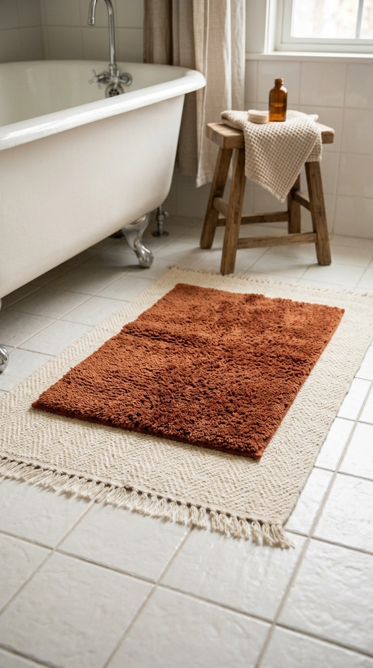 008 Layered Bath Mats A bathroom floor near the tub fe