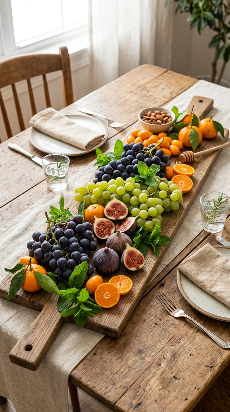 17 Dining Table Decor Ideas to Create a Beautiful Tablescape 9 008 Seasonal Fruit Display An overhead angled shot of