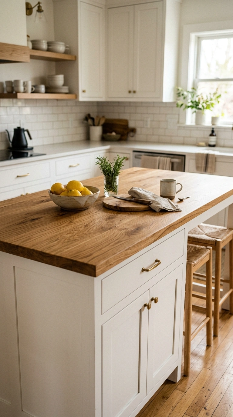 008 Wood Island Countertop A white kitchen island topp