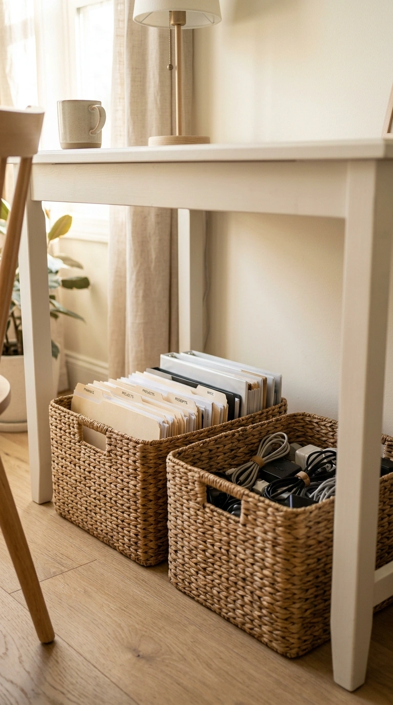 008 Woven Storage Baskets Two seagrass woven baskets t