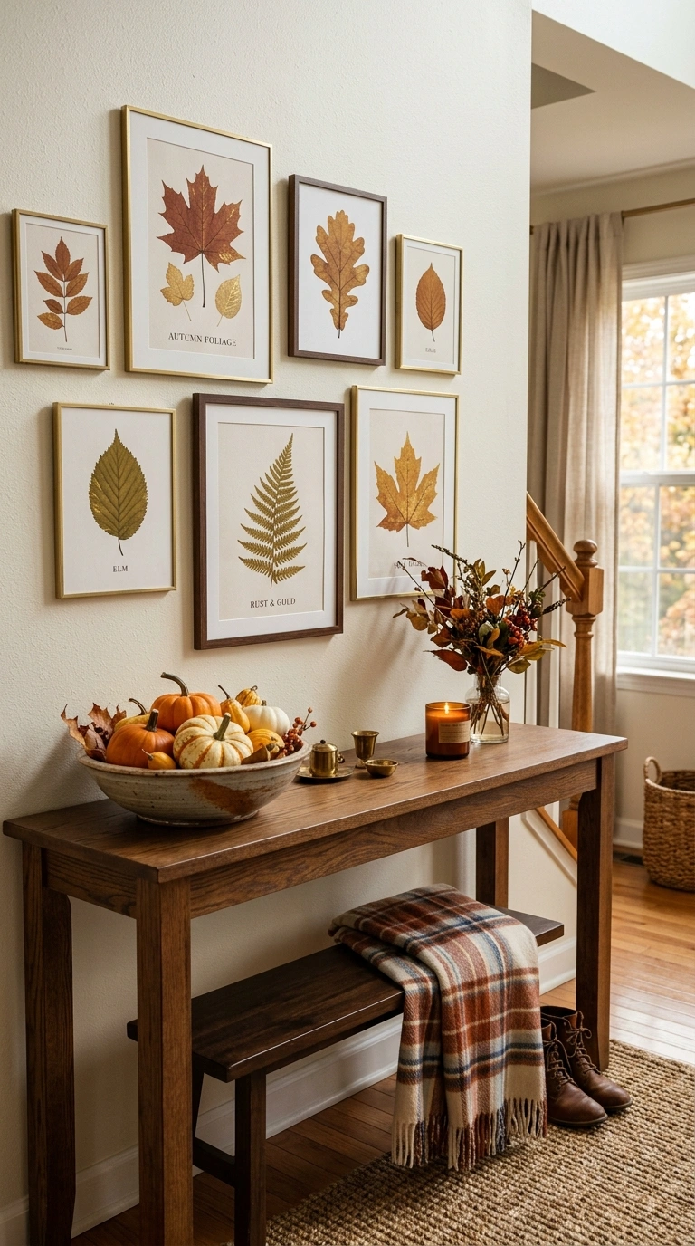 12 Easy Fall Home Ideas to Get Your Home Ready Before Halloween 10 009 9 Fall Leaf Wall Art An entryway console table wit