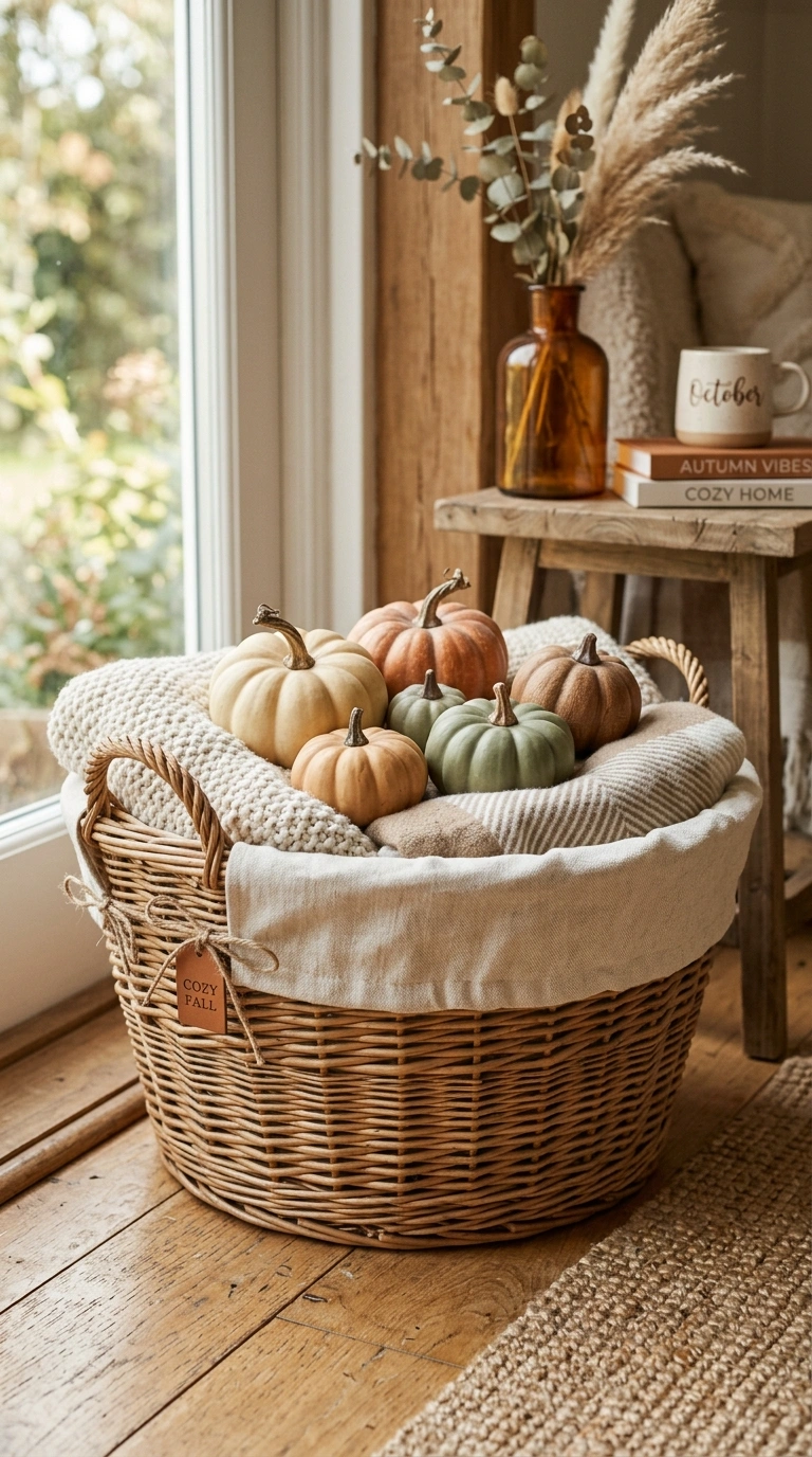 25 Dollar Tree Fall Decor Ideas That Look Expensive 10 009 9 Wicker Basket Upgrade A wicker basket lined with