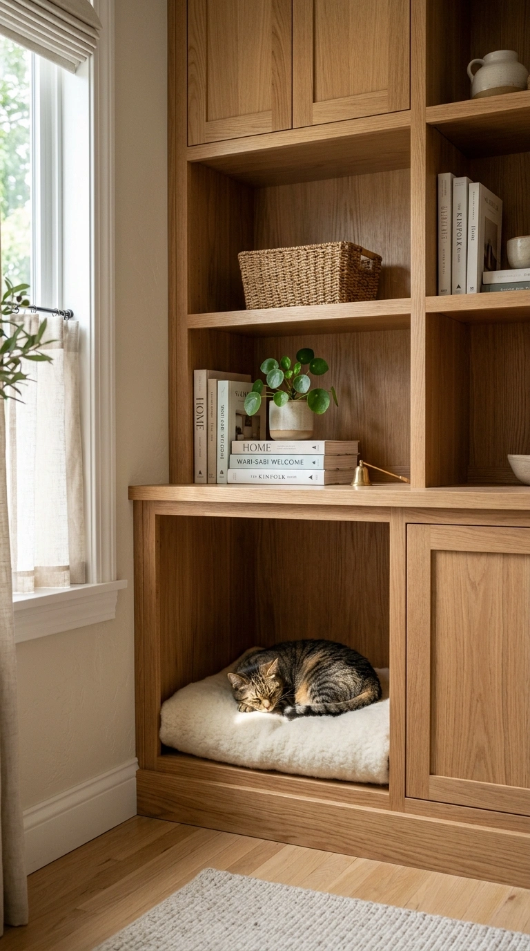 009 Built In Cat Nook A custom built in shelving unit