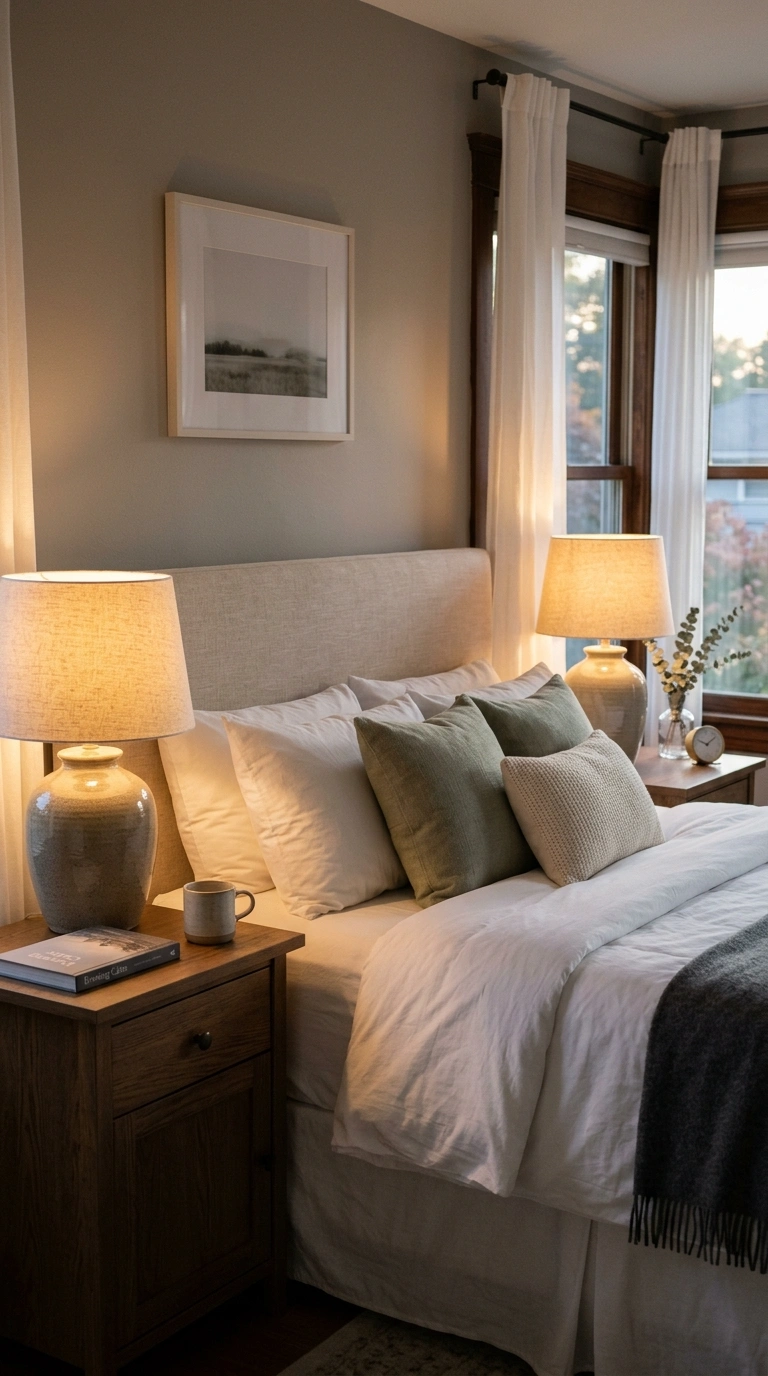 009 Dimmable Bedside Lamps Two matching ceramic bedsid