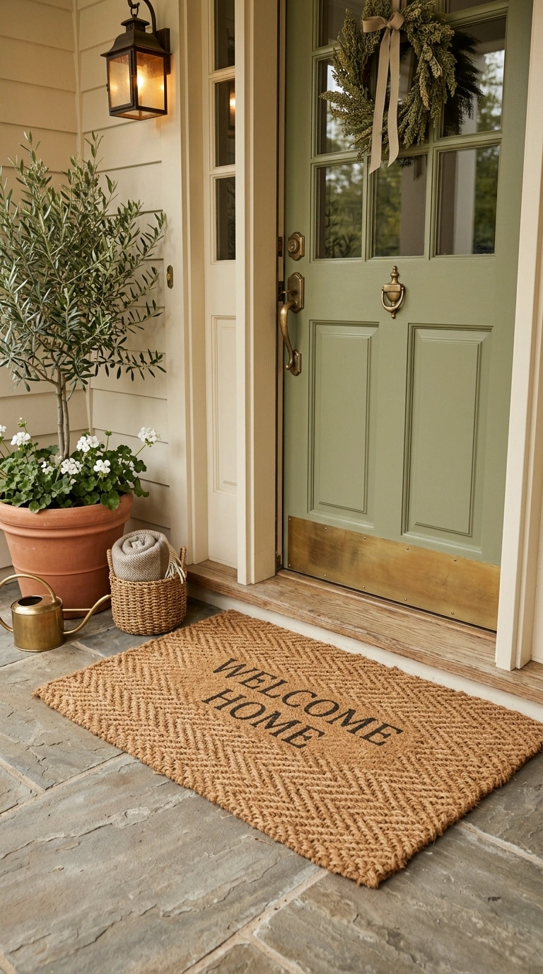 009 Door Mat Upgrade A front door threshold with a wov