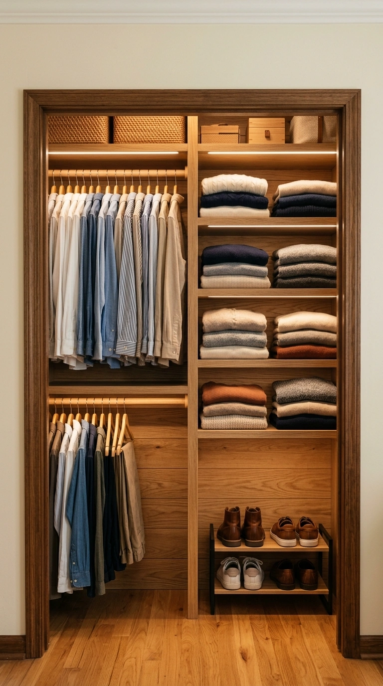 17 Clever Japanese Organization Ideas to Maximize Small Spaces 10 009 Hidden Closet Dividers An open closet interior wit