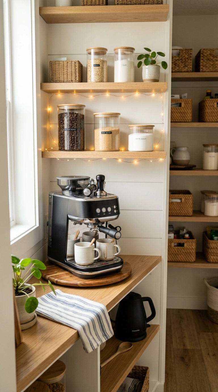 009 Pantry Coffee Cabinet Inside a bright walk in pant