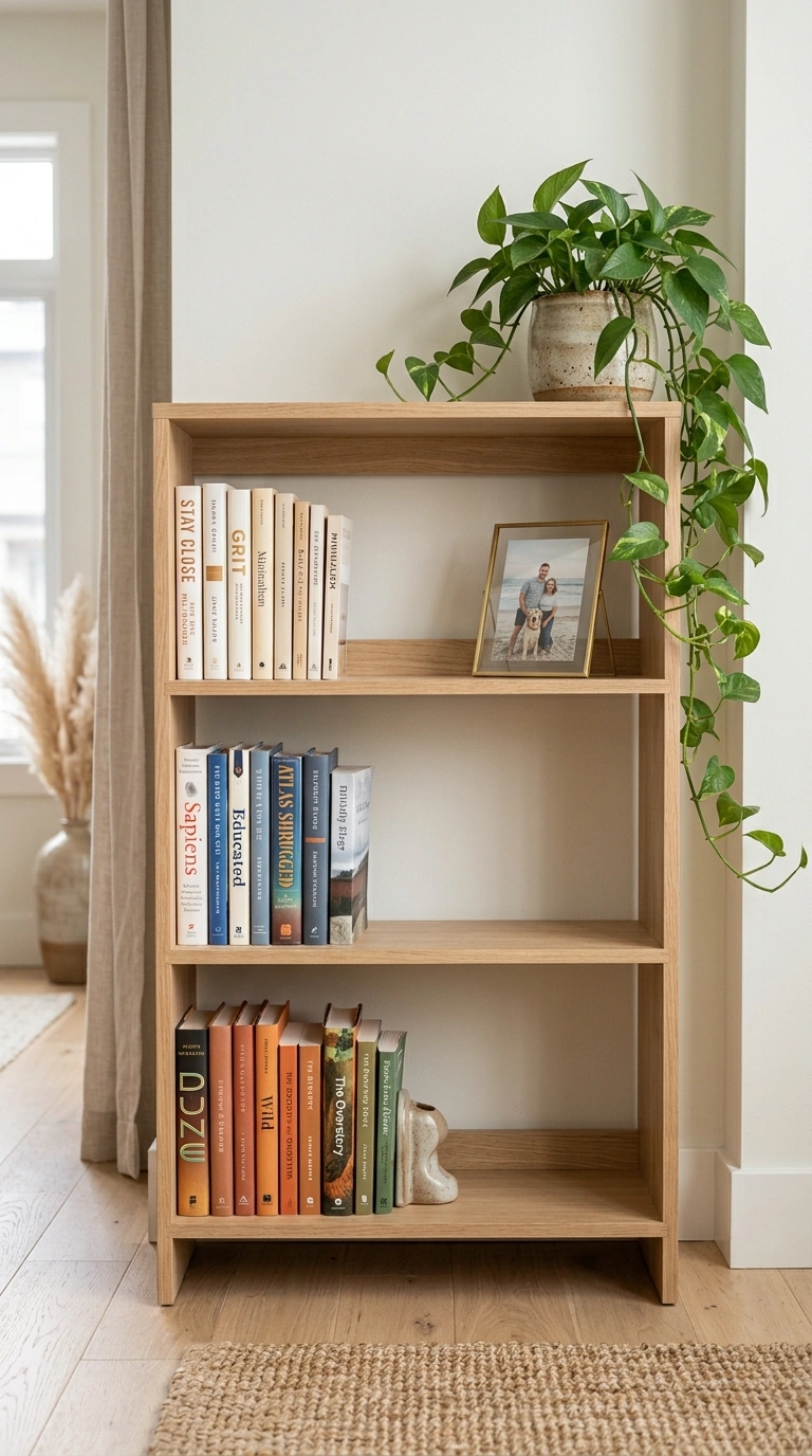 009 Simple Bookshelf Display An open wood bookshelf wi