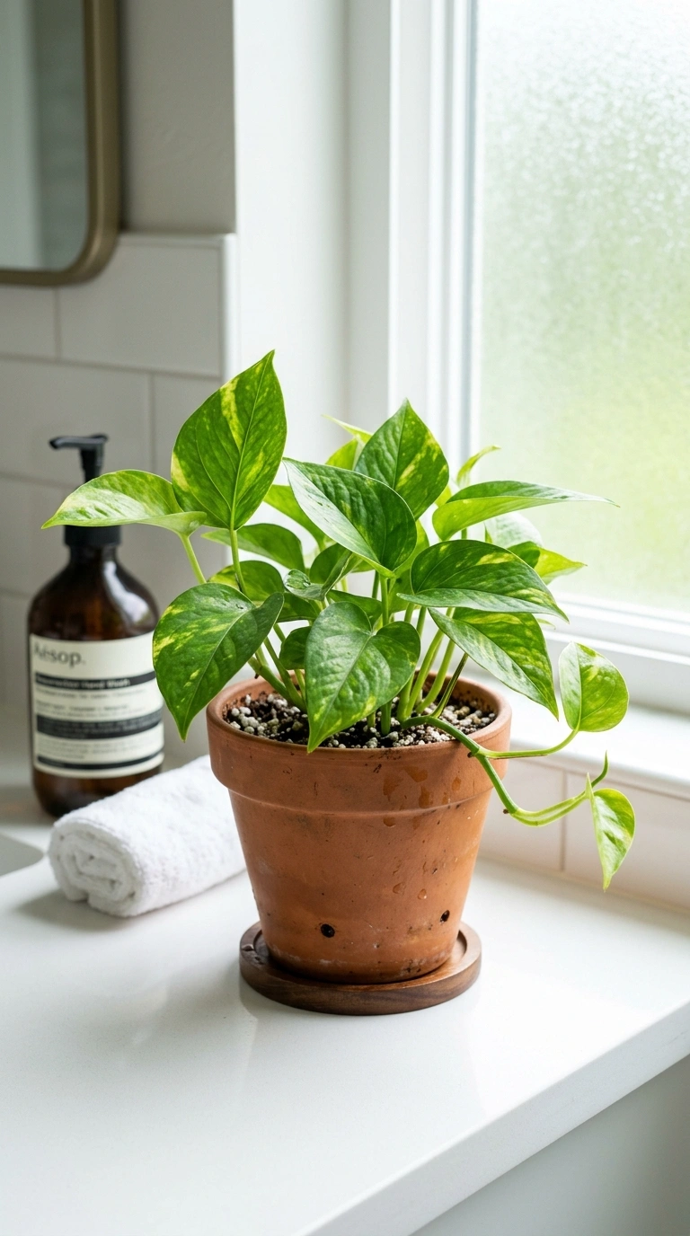 19 Elegant Guest Bathroom Decor Ideas You'll Want to Copy 10 009 Small Potted Plant A close up shot of a small pott