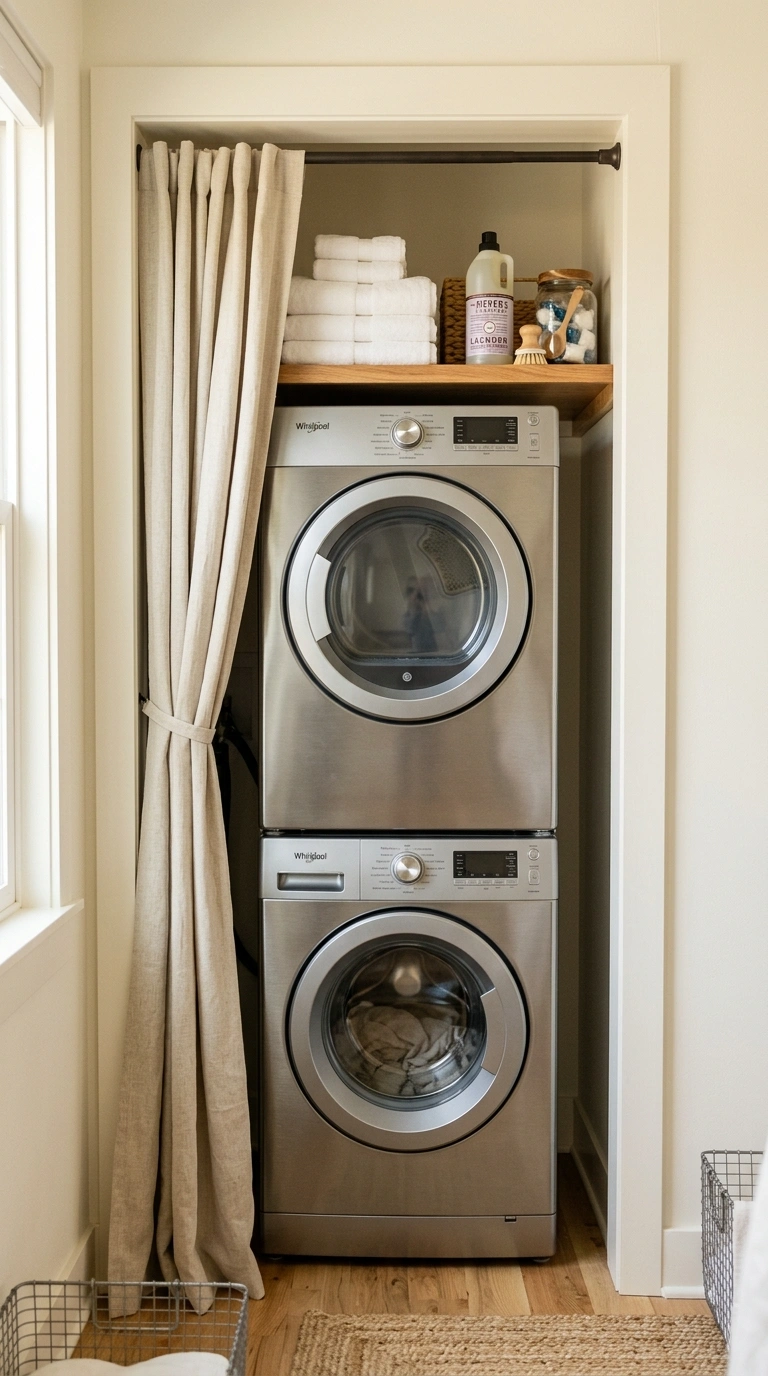 22 Creative Mini Kitchen Ideas for Small Spaces 10 009 Stacked Appliance Nook A vertical appliance nook w