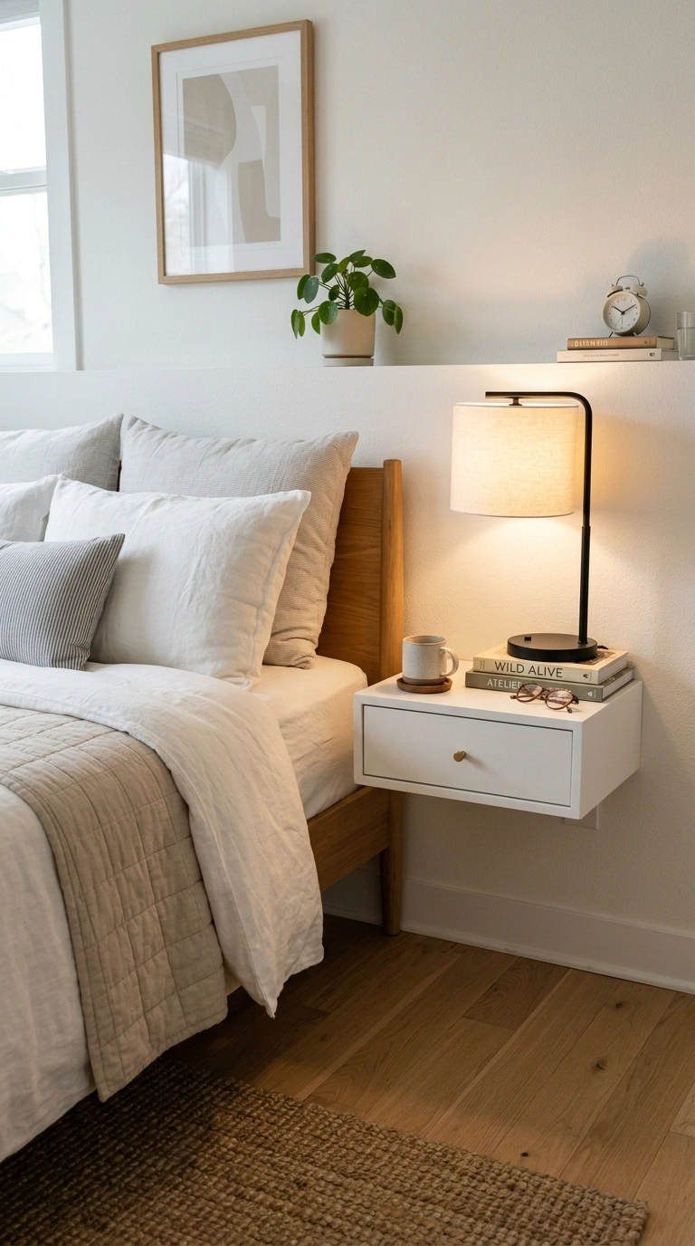 009 Wall Mounted Nightstand A studio apartment bed cor