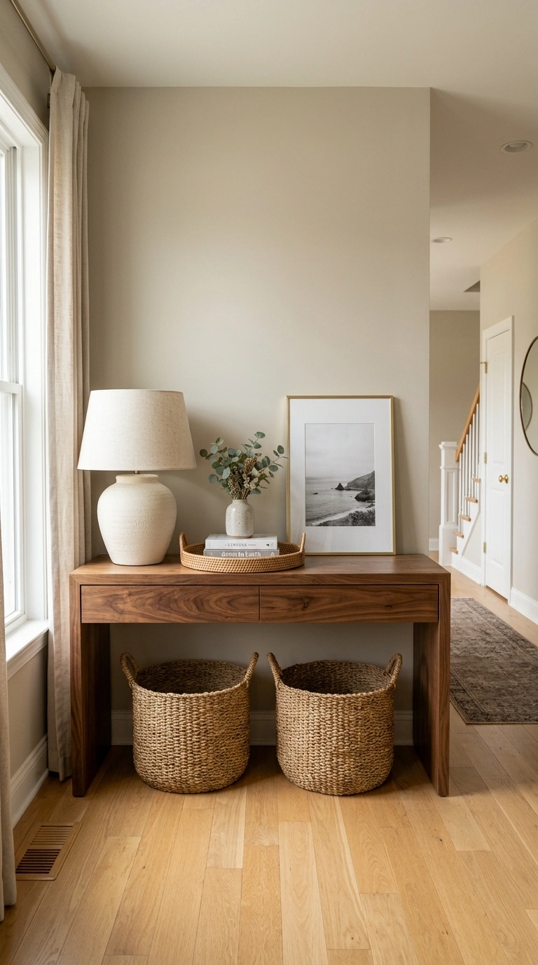 24 Large Entry Hallway Ideas for a Stylish First Impression 10 009 Wide Console Styling A large hallway with a wide w