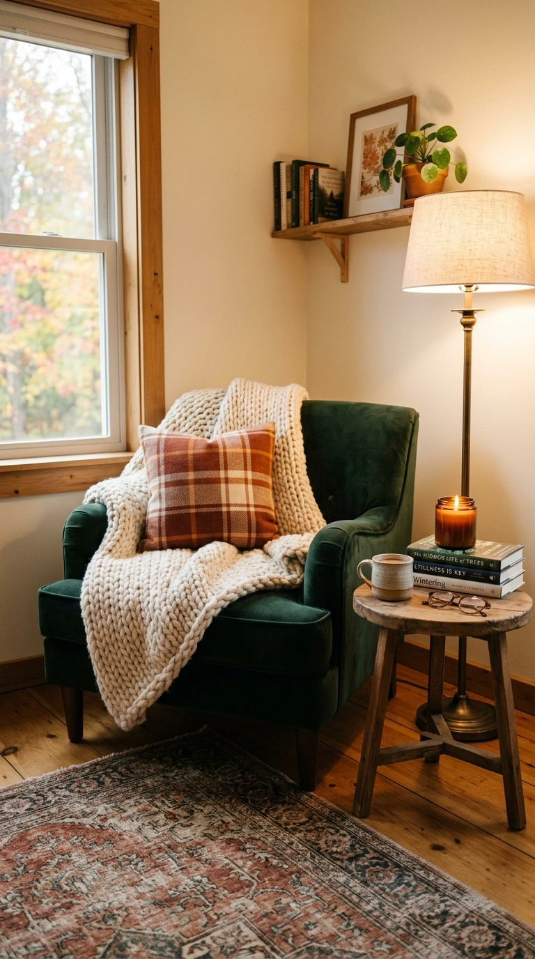 12 Easy Fall Home Ideas to Get Your Home Ready Before Halloween 11 010 10 Cozy Reading Corner A living room corner with a