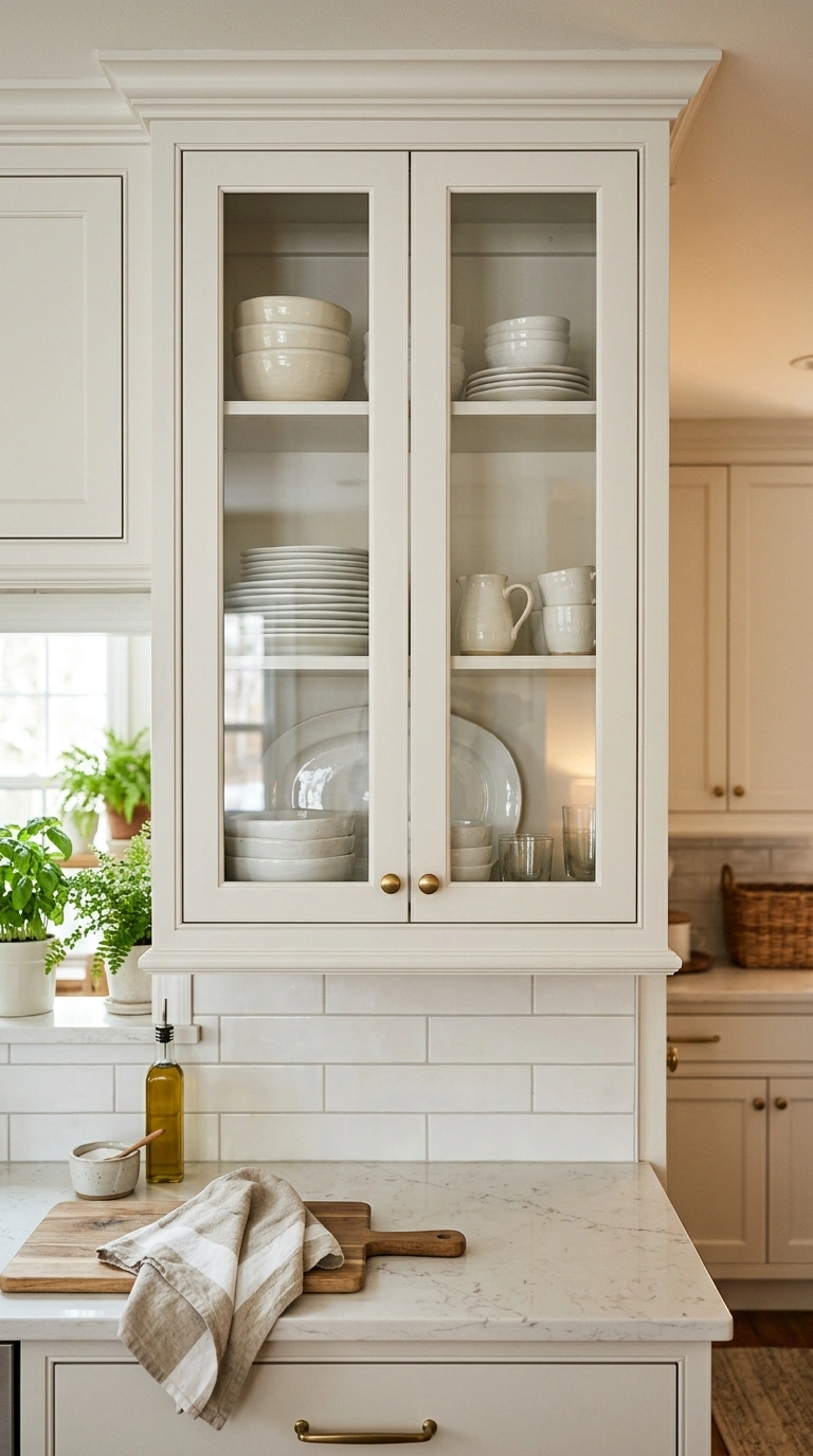 010 Glass Front Cabinets A white kitchen upper cabinet