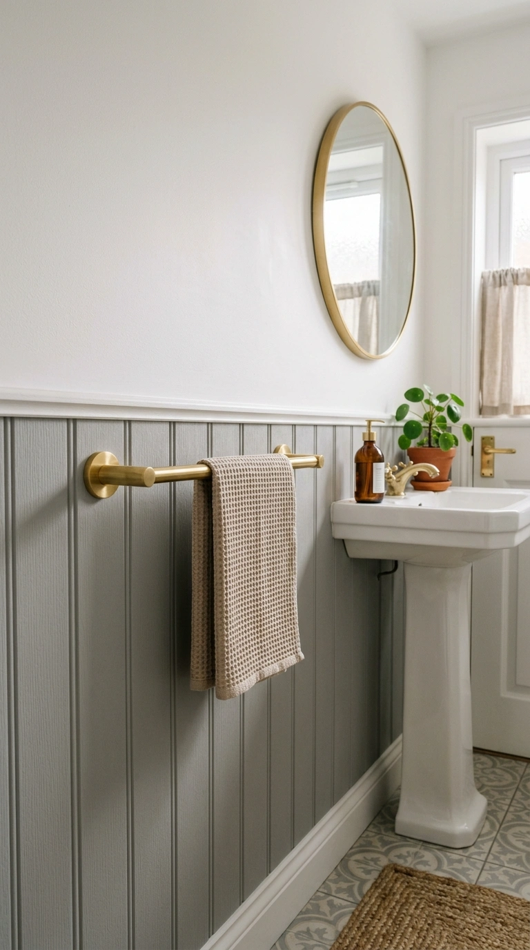 010 Half Wall Panel Accent A powder room featuring sof