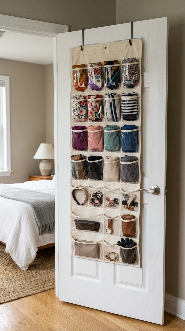 010 Hanging Door Organizer The back of a bedroom door