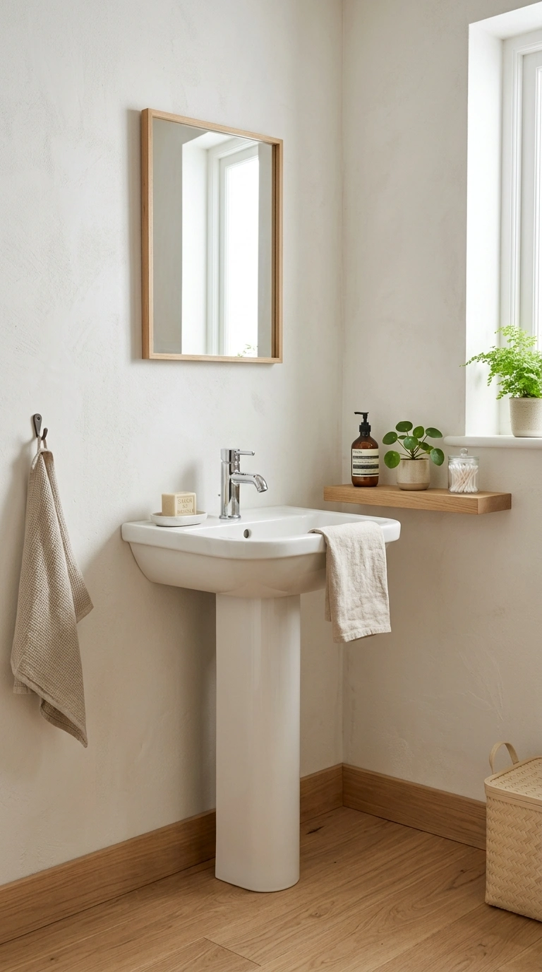 010 Pedestal Sink Corner A small bathroom corner with