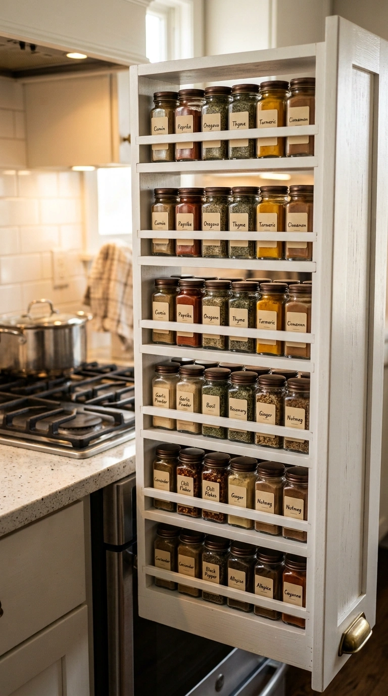 23 Functional U-Shaped Kitchen Ideas That Maximize Every Inch 11 010 Pull Out Spice Drawer A narrow vertical cabinet be