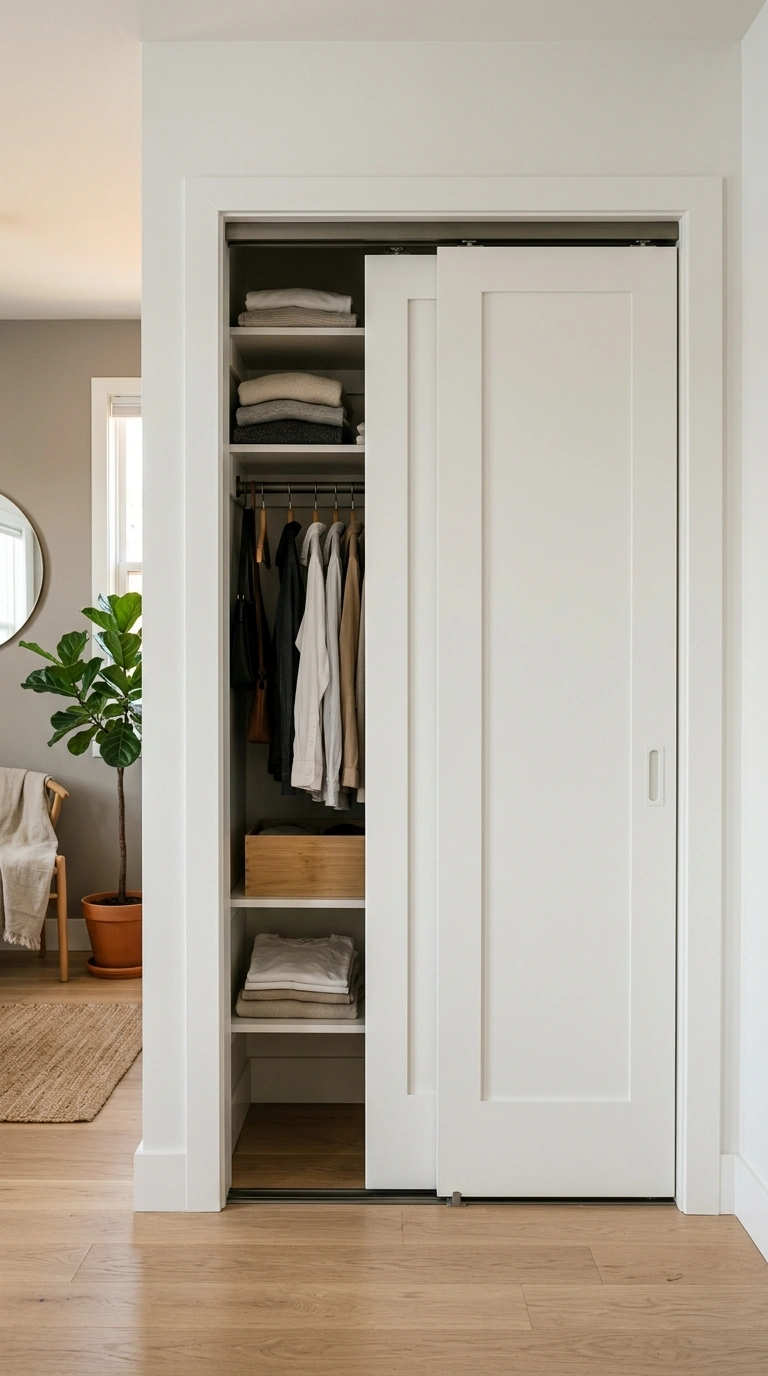 010 Sliding Closet Doors A studio apartment closet fea