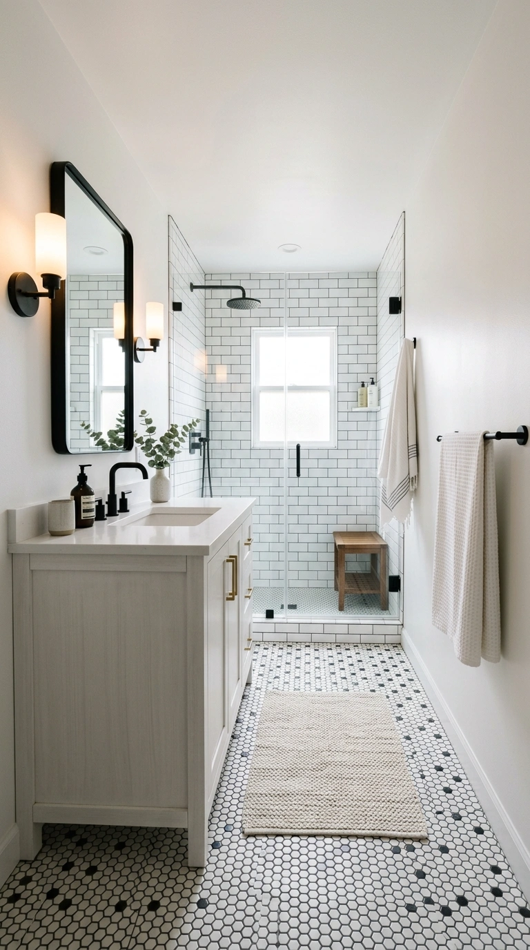 19 Best Bathroom Color Schemes for Every Style 12 011 Black And White Classic A bathroom with white wall