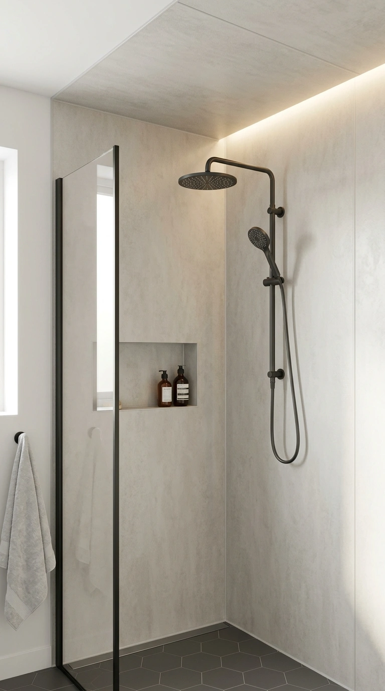011 Ceiling Panel Extension A shower stall featuring P
