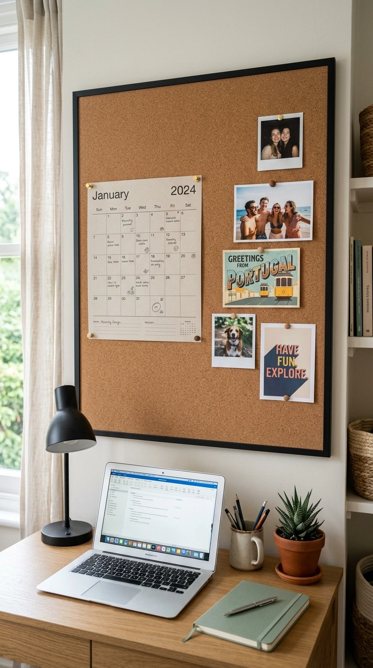 011 Cork Board Wall A large cork board framed in thin