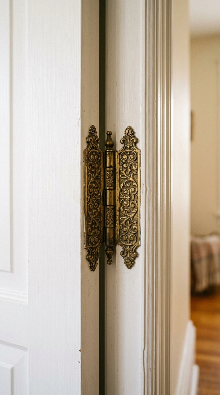 011 Decorative Door Hinges A close up of an interior d
