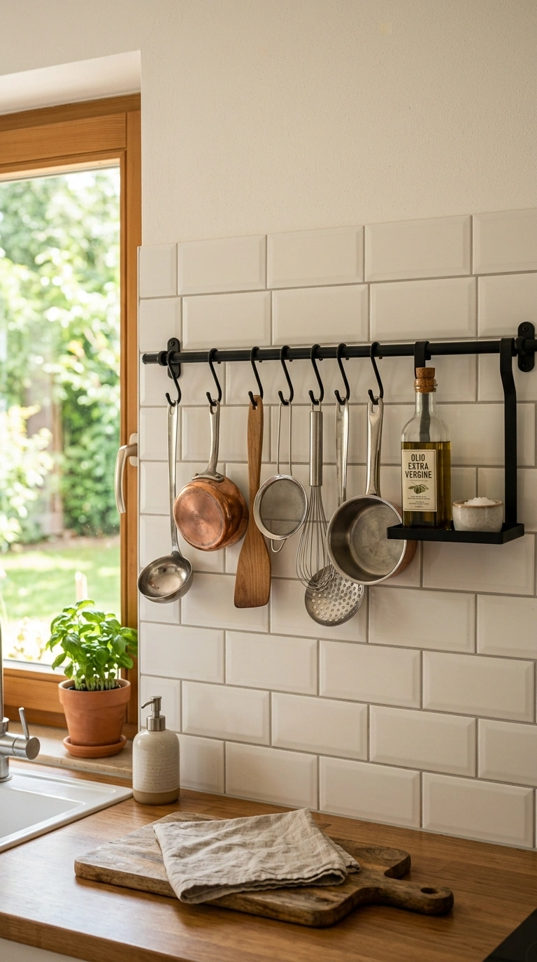 17 Clever Japanese Organization Ideas to Maximize Small Spaces 12 011 Kitchen Rail Organizers A kitchen backsplash with