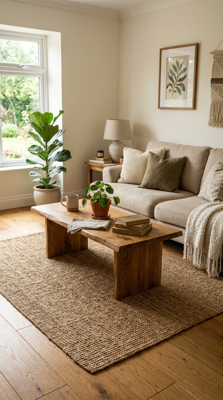 011 Natural Jute Rug A living room floor with a natura