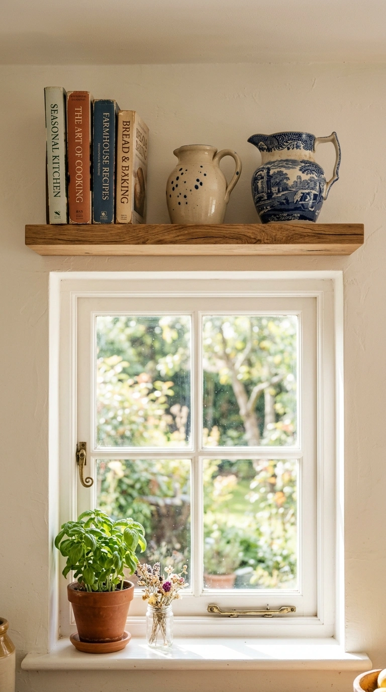 23 Functional U-Shaped Kitchen Ideas That Maximize Every Inch 12 011 Shelf Above Window A shallow floating oak shelf mo