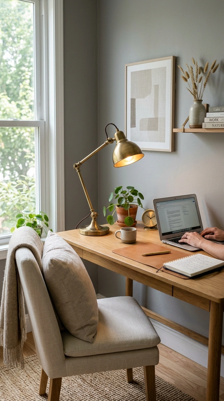 012 12 Soft Stone Gray A home office with soft stone g