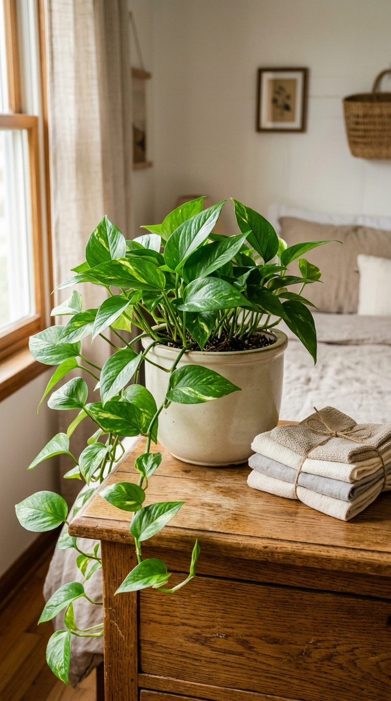 012 Fresh Plant Accent A healthy potted pothos plant i