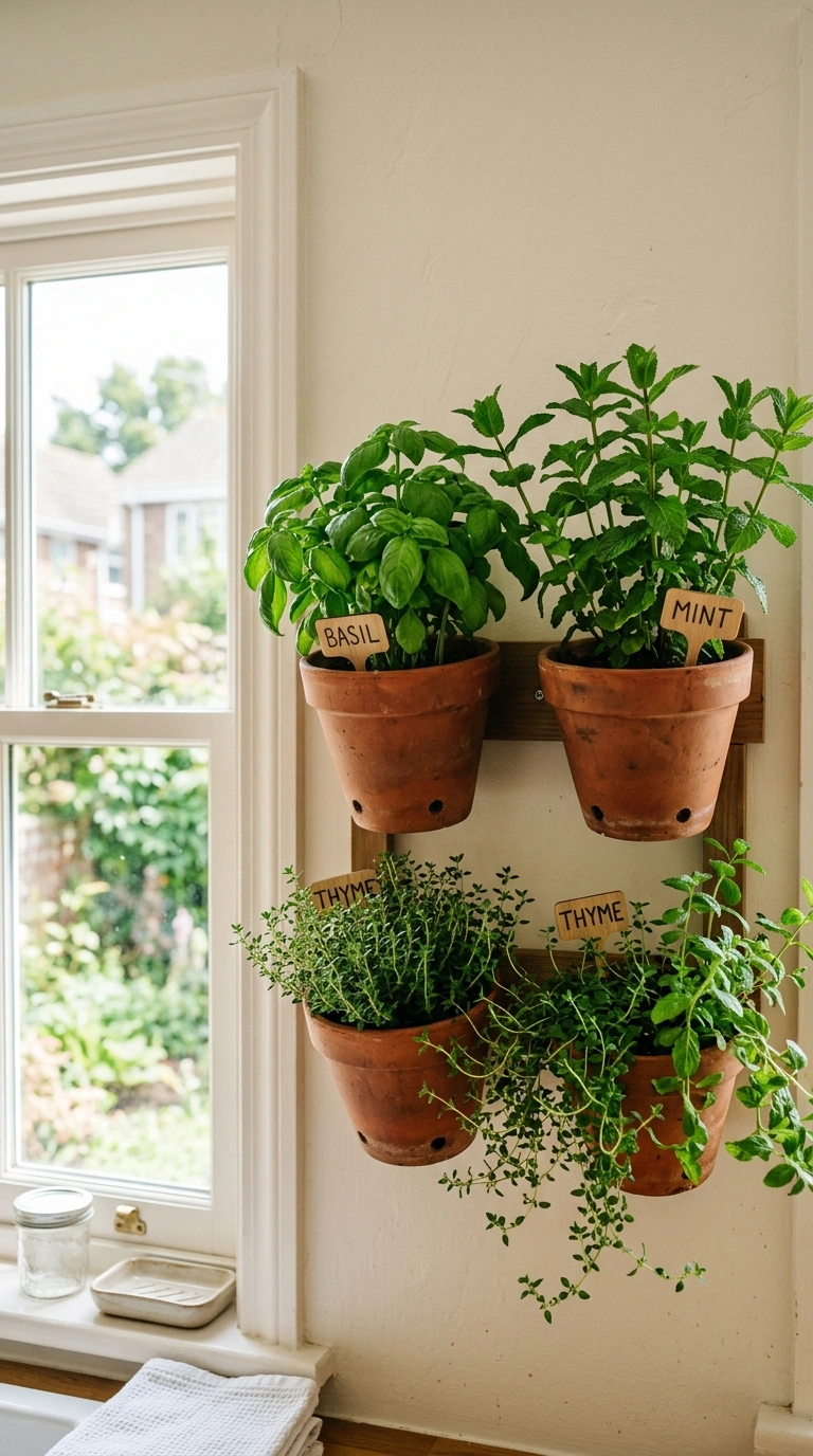 22 Creative Mini Kitchen Ideas for Small Spaces 13 012 Hanging Herb Garden A wall mounted planter system