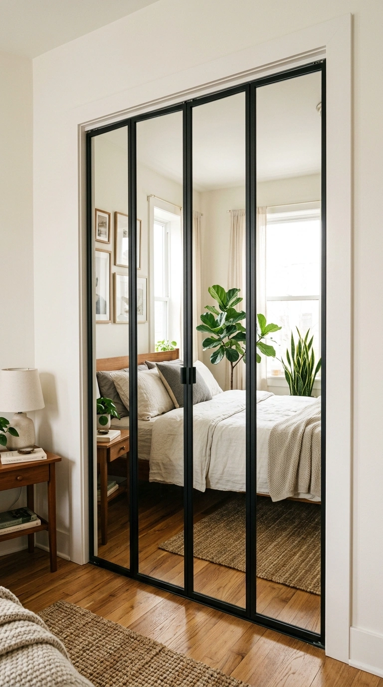 012 Mirrored Closet Doors A studio apartment closet fe