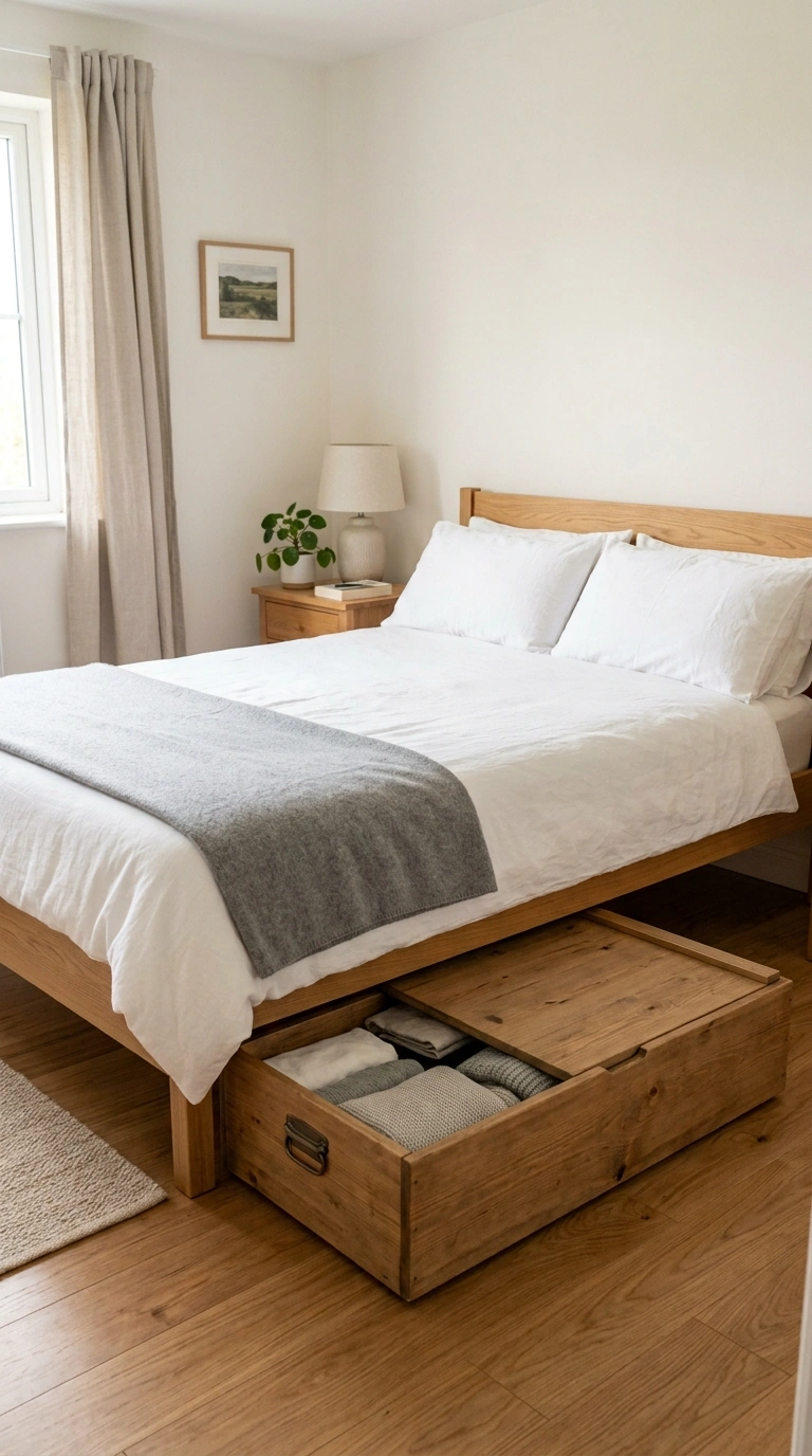 012 Under Bed Storage Boxes A small bedroom with a woo