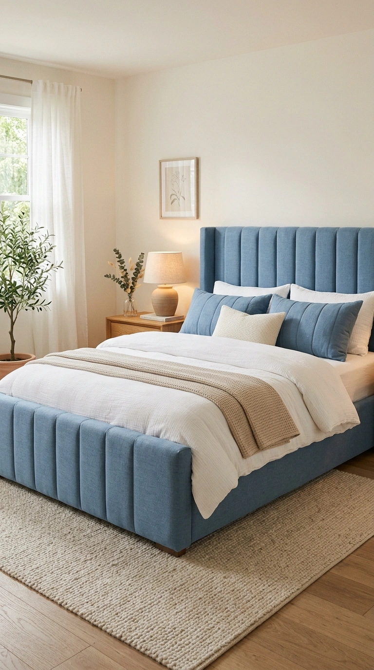 012 Upholstered Bed Frame A bedroom featuring a fully
