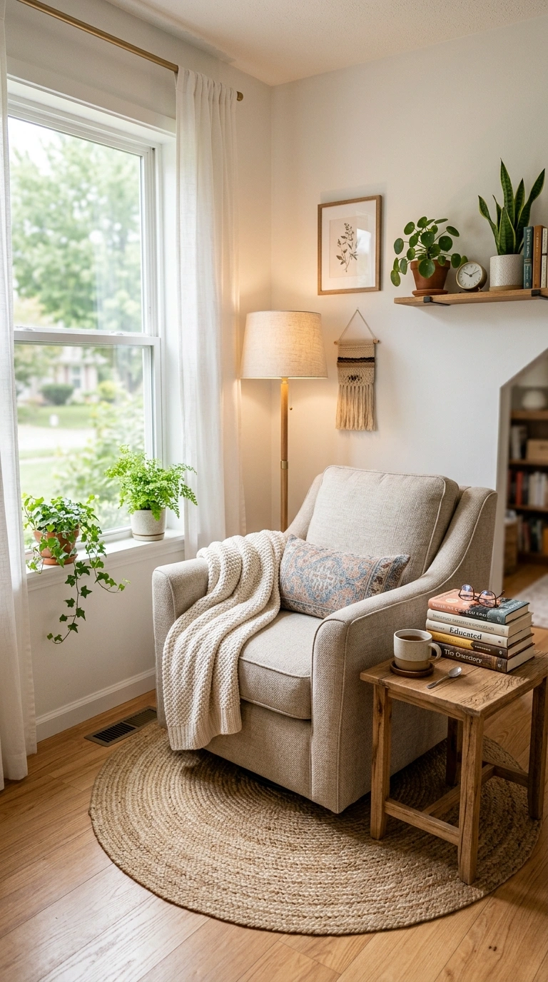 012 Well Lit Reading Nook A sunlit corner featuring a