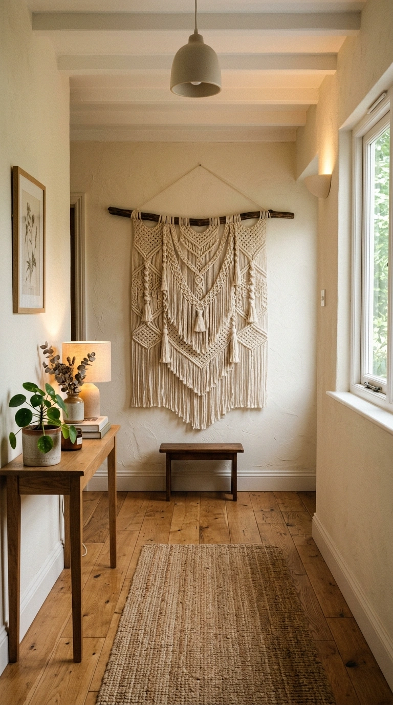 012 Woven Macrame Hanging A hallway wall at the end of