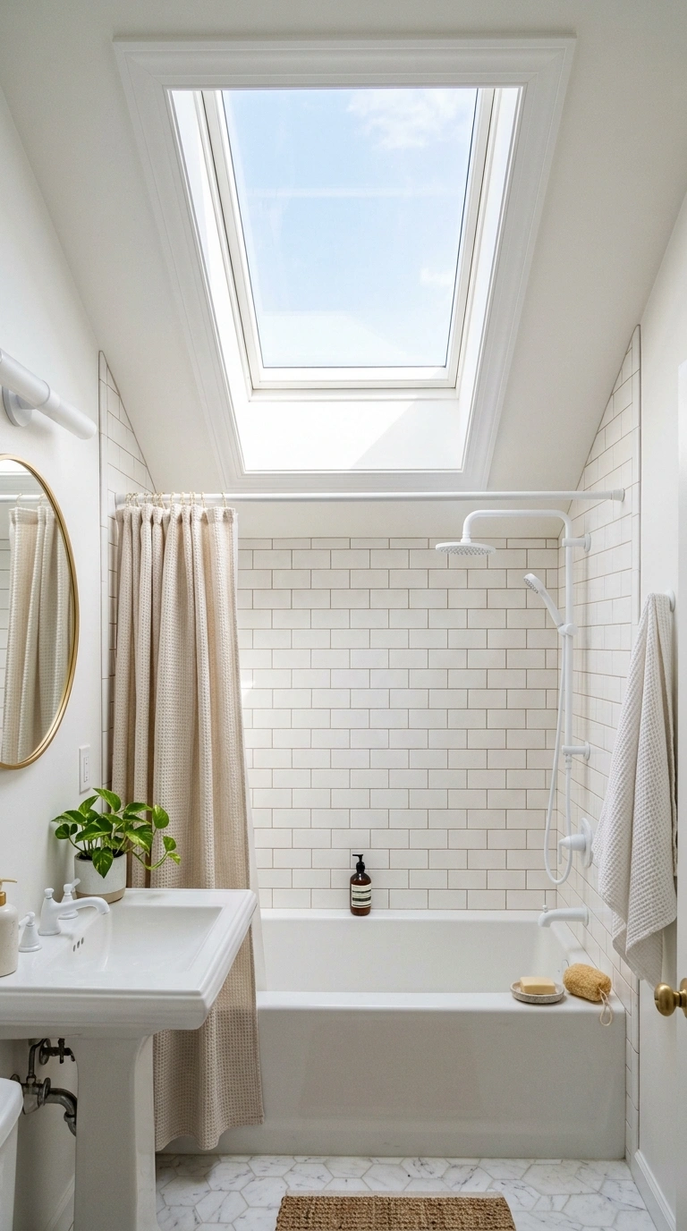 013 13 Skylight Window A small bathroom with a fixed s
