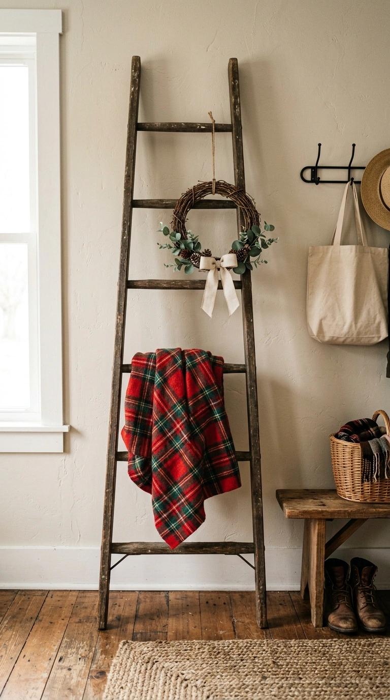 15+ Charming Fall Decor Ideas to Make Your Home Feel Cozy 14 013 13 Vintage Ladder Display An entryway with an old