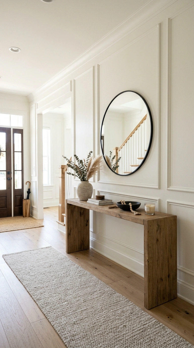 24 Large Entry Hallway Ideas for a Stylish First Impression 14 013 Decorative Wall Molding A spacious entry hallway w