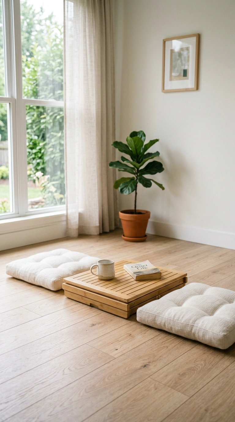 17 Clever Japanese Organization Ideas to Maximize Small Spaces 14 013 Foldable Floor Table A living room floor with a lo