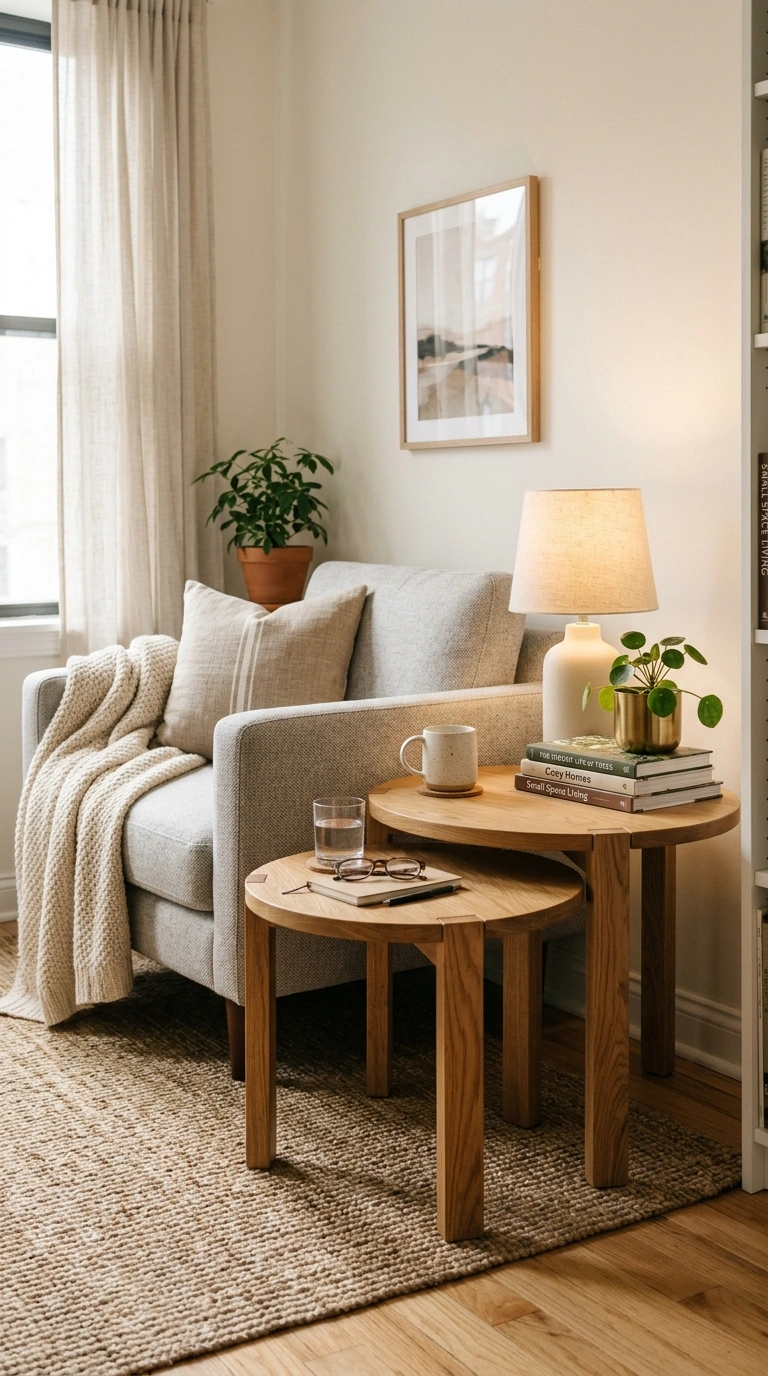 013 Nesting Side Tables A studio apartment living area